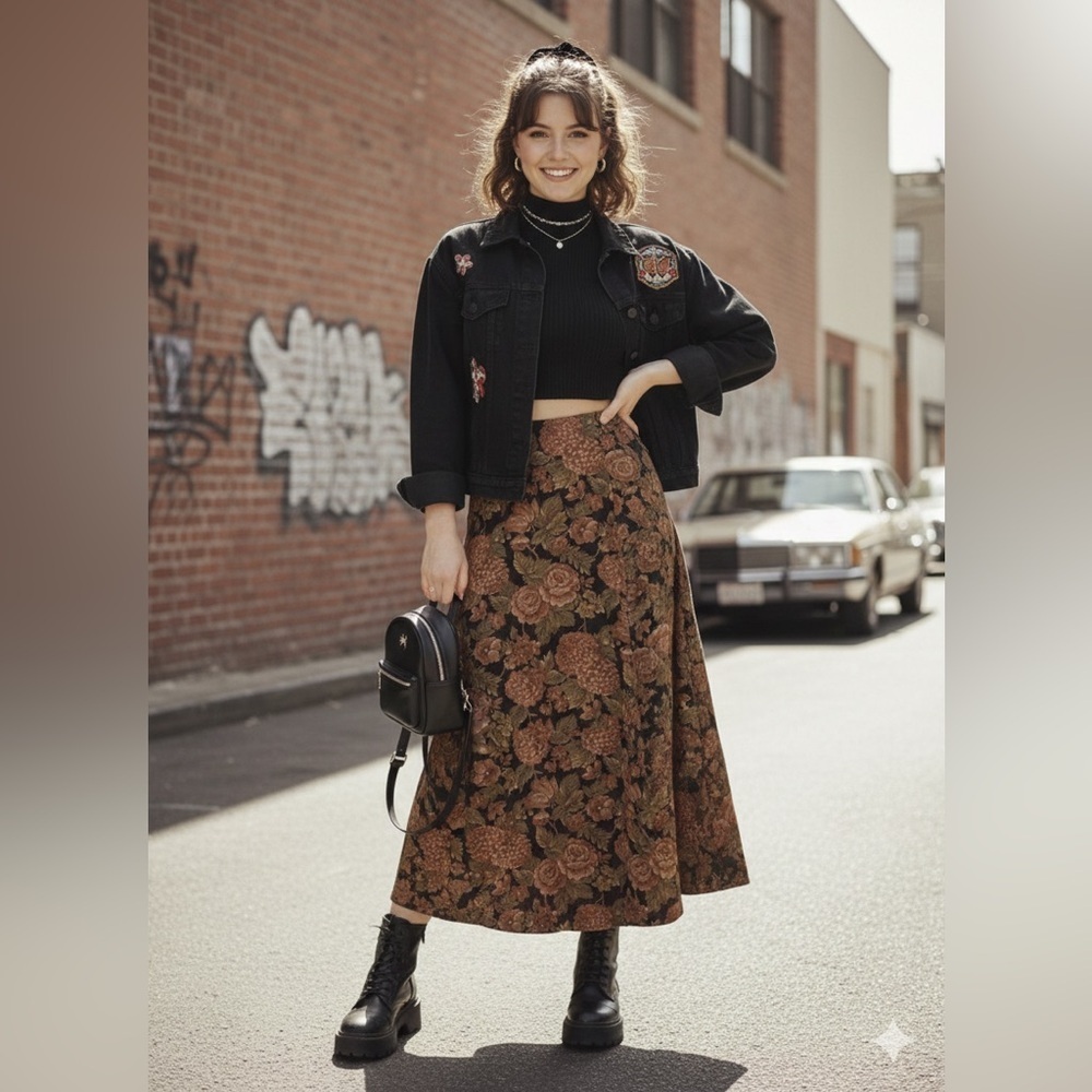 🍂 Vintage Joan Sports Beautiful Floral Maxi Skirt – XS / S – 🍂